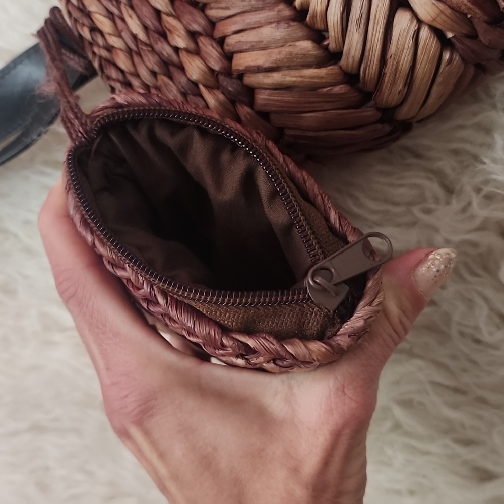 SUN N SAND Natural Wicker Woven Tote with Pouch Set - Picture 9 of 12